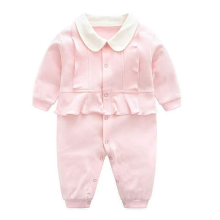 

Bitsy-Boo Newborn Long Sleeve 100% Cotton Boy Girl Bodysuit Breathable Jumpsuit Romper Pinky