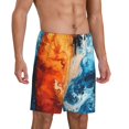 thumbnail image 2 of Logiee Red And Blue Waves Print Men's Pajama Shorts with Drawstring & Pockets,Sleep Shorts for Men,Sleepwear Bottoms,Elastic Waistband Loungewear-XX-Large, 2 of 6
