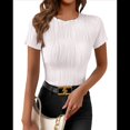 thumbnail image 3 of Camiseta de Verano de Corta con Cuello Redondo para Mujer, Color Cremoso, Talla XXL, 3 of 10