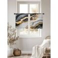 thumbnail image 4 of Black Golden Marble Semi Sheer Curtains 54 Inch Length 2 Panels Set, Modern Ink Painted Abstract Sheer Kitchen Curtain Privacy Voile Window Curtain for Living Room Bedroom Rod Pocket Drapes, 4 of 7