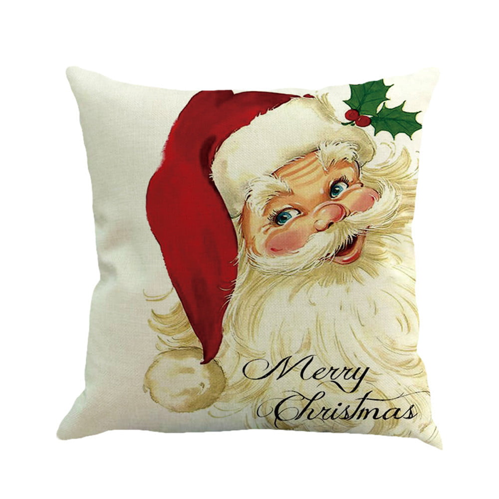 Christmas Car Cotton Linen Sofa Waist Cushion Cover Pillow Case Home Decor 