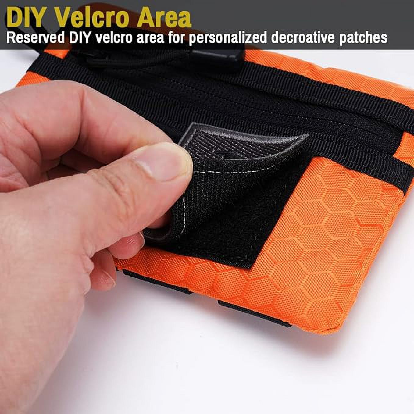 VIPERADE VE3-P Pocket Organizer Pouch, EDC Pocket Organizer Men with DIY Patches Area, EDC Organizer Pouch with 4 Tool Storage EDC Pouch for Flashlight, Pocket Knife, EDC Pen, EDC Gear -Orange