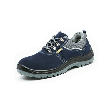 

Avamo Unisex Work Shoes Steel Toe Industrial Boots Heavy Duty Safety Boot Construction Outdoor Non Slip Lace Up Blue-Faux Suede 9