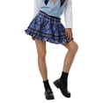 thumbnail image 4 of Franhais Women's Ruffle Mini Skirt, Gothic Elastic High Waist Plaid Print A-Line Short Skirt, 4 of 9