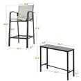 thumbnail image 3 of Nuu Garden 5-Piece Outdoor Iron Bar Set with 4 Textilene High Bar Stools and 1 Rectangular Bar Table, Curved Armrests, For Patio Deck Sunroom Garden, Black and Gray, 3 of 10