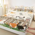 thumbnail image 3 of Homewish Cartoon Kitten Cat Bed Sheets for Kids, Spring Flower Floral King Sheets, Japanese Anime Animal Sheet Set, Super Cozy Room Decor, 4-Piece, 3 of 7