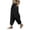 Black, variant on Capri Pants for Women Elastic High Waist Cuffed Hem Cargo Linen Cropped Trousers with Pockets Loose Fit Sweatpants