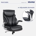 thumbnail image 6 of Nouhaus Big and Tall Desk Office Chair with Lumbar Support, High Back PU Leather Ergonomic Office Chair, Executive Desk Chair Computer Chairs with Adjustable Flip-up Armrests (Posture Lite,Black), 6 of 15
