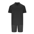 thumbnail image 6 of Jinhomg Mens Casual Summer Sets 2 Piece Comfy Waffle Loungewear Big and Tall Short Sleeve Lapel Collar Shirts and Elastic Waist Shorts with Pockets Black XL, 6 of 9