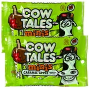 Cow Tales Mini Caramel Apple Chews Peanut Free 12Cts Gift Bag Party Favor Basket Bowl Goodies Stocking Stuffer Sweet Dessert Bars Trick or Treat Individually Wrapped Wedding Birthday Parties Pack of 2