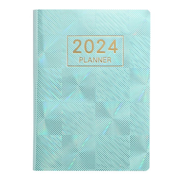 CSChome A7 2024 English Planner A7 2024 English Planner Faux Leather Hardcover 120 Pages Ink Proof Mini Journal Dairy Pocket Notebook Student Supplies