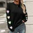 thumbnail image 2 of PuLe Sweaters for Women Women Heart Print Sweater Romantic Oversized Knitted Shirt Valentine's Day Love Graphic Long Sleeve Pullover Top, 2 of 2