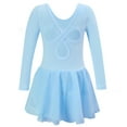 thumbnail image 4 of FAOWME Kids Girls Ballet Dresses Long Sleeve Solid Color Soft Stretchy Comfortable Tutu Dress For Performance Practice,Blue,5-6 Years, 4 of 7
