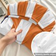 thumbnail image 4 of Queen Size Fitted Sheet Set - Anchor Orange 3 Piece Bedding Sets 16" Deep Pocket Fitted Sheet with 2 Pillowcases, Modern Navy Blue White Striped Nautical Brushed Microfiber Hotel Luxury Bed Sheets, 4 of 9