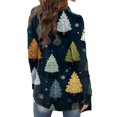 thumbnail image 4 of Women's Fashionable Loose-Fit Casual Cardigan with Christmas Print Mid-Length Coat for Holiday Outfits and Comfortable Wear,Navy,L, 4 of 6