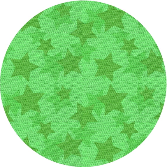 Ahgly Company Machine Washable Indoor Round Transitional Lime Green Area Rugs, 5' Round