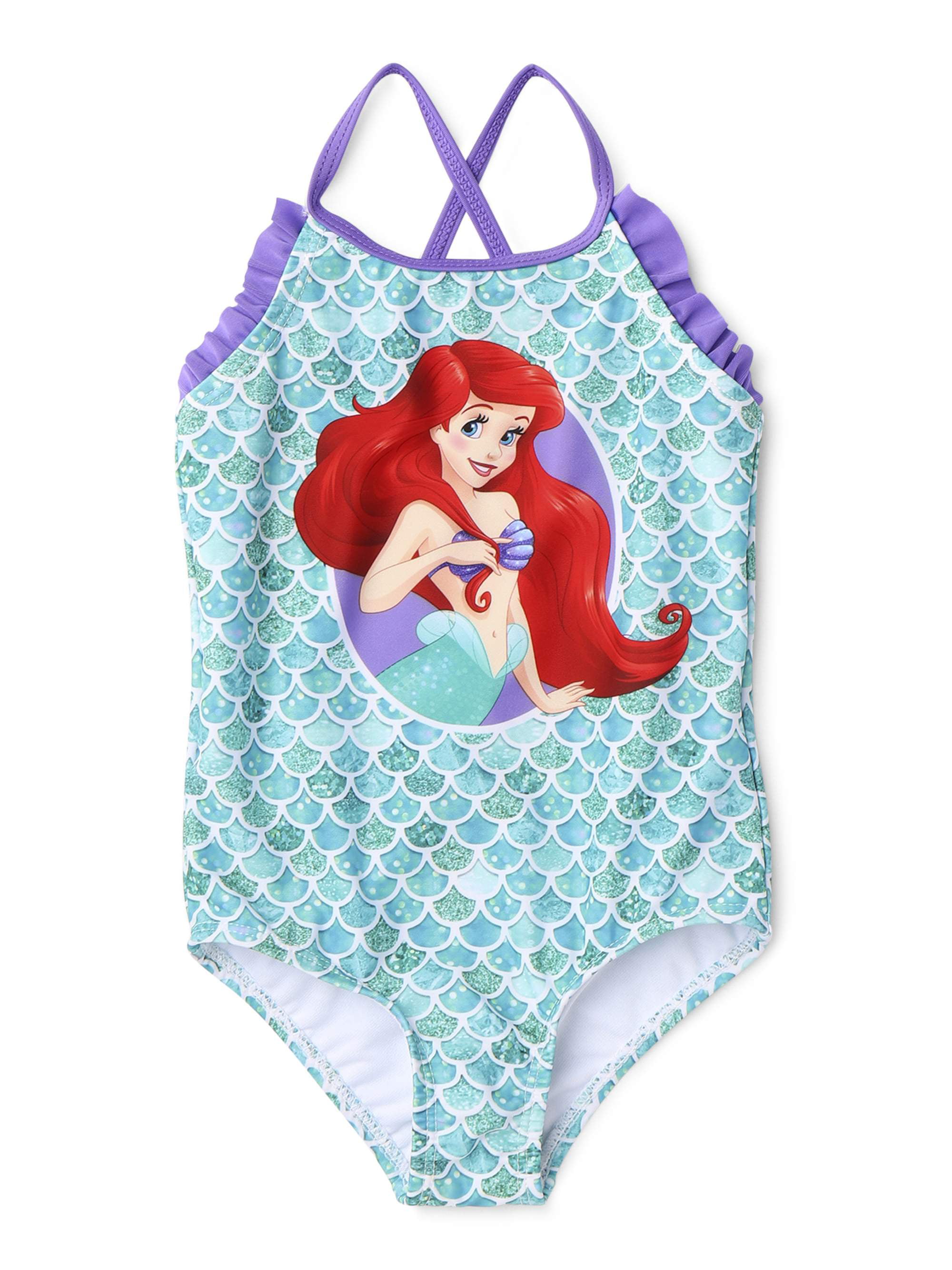 YiZYiF Kids Girls Sparkle Ruffles Tutu Mermaid One Piece Swimsuit Princess Swimming Cosplay Costumes