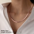 thumbnail image 4 of FindChic Herringbone Necklace for Women Rose Gold Plated Chokers 3mm Flat Snake Chain Birthday Mothers Day Jewelry Gifts Her Mom Wife Lady Female Adults Age Ideas, 18inch, 4 of 9