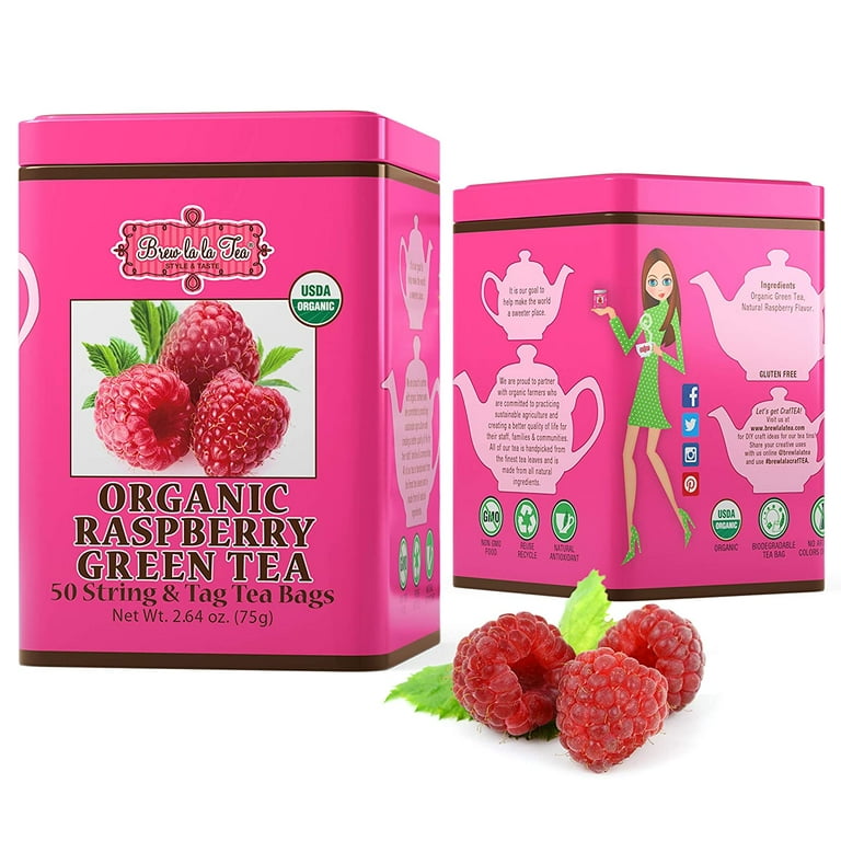 Brew La La - Organic Green Tea Raspberry - 50 Tea Bags