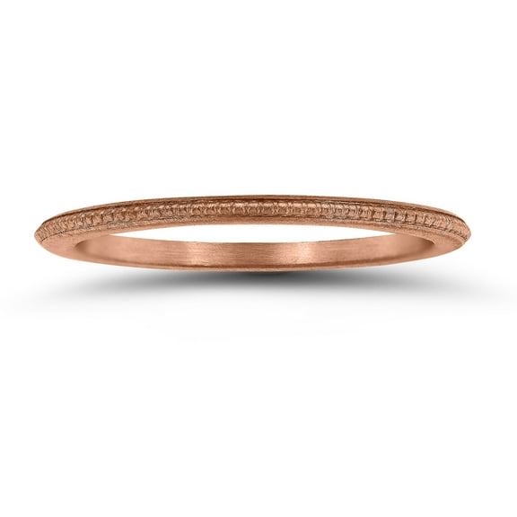 SZUL Women's 1MM Coin Edge Thin Wedding Band in 14K Rose Gold