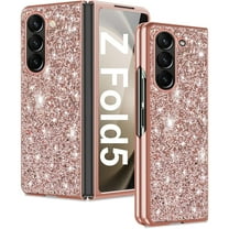 Dteck for Samsung Galaxy Z Fold 7 Case, Z Fold5 Glitter Case for Women Girls, Slim Ultra Thin Matte Sparkle Shiny Hard PC Shockproof Protective Cover for Samsung Galaxy Z Fold7,Rosegold