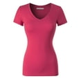 thumbnail image 3 of MixMatchy Women's Basic Solid Multi Colors Fitted Short Sleeve T-Shirt [S-3XL], 3 of 5