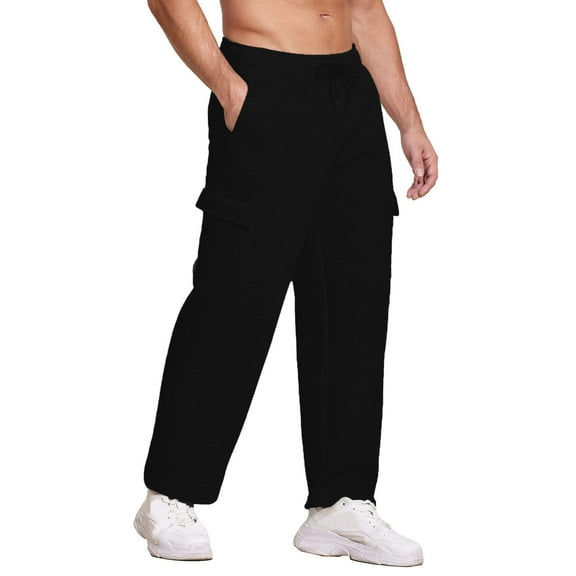 POROPL Mens Sweatpants Wide Leg Cargo Running Gym Hiking Comfy Pants with Pockets Size M-3XL