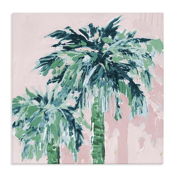 Stupell Industries Modern Modern Green & Pink Palms Canvas Art, 17 x 17, by Jane Slivka