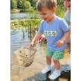 thumbnail image 3 of BemeyourBBs Toddler Baby Boys Summer Clothes Cute Infant Baby Boys Frog Outfits Frog Embroidery Short Sleeves T-Shirt and Elastic Plaid Shorts Set Toddler Baby Boys 2 Piece Summer Outfit, 3 of 9