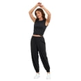 thumbnail image 5 of Fiophy Women's Cozy 2 Piece Outfits Lounge Sets Sleeveless Cropped Tops High Waisted Jogger Sweatpants Sweats Track Suits Set, Black, L, 5 of 7