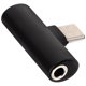 thumbnail image 1 of Adaptador 2 en 1 de carga tipo C a auriculares auxiliares de 3,5 mm, compatible con teléfonos Xiaomi y Huawei (negro), 1 of 7
