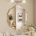 thumbnail image 4 of Fahomiss 32"x36" Gold Bathroom Wall Mirror, Floral Decorative Metal Framed Vanity Mirror, 4 of 9