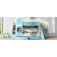 thumbnail image 6 of Full-Over-Full Castle Style Bunk Bed with 2 Drawers 3 Shelves & Slide - Stable & Fun Blue Bed, 6 of 26