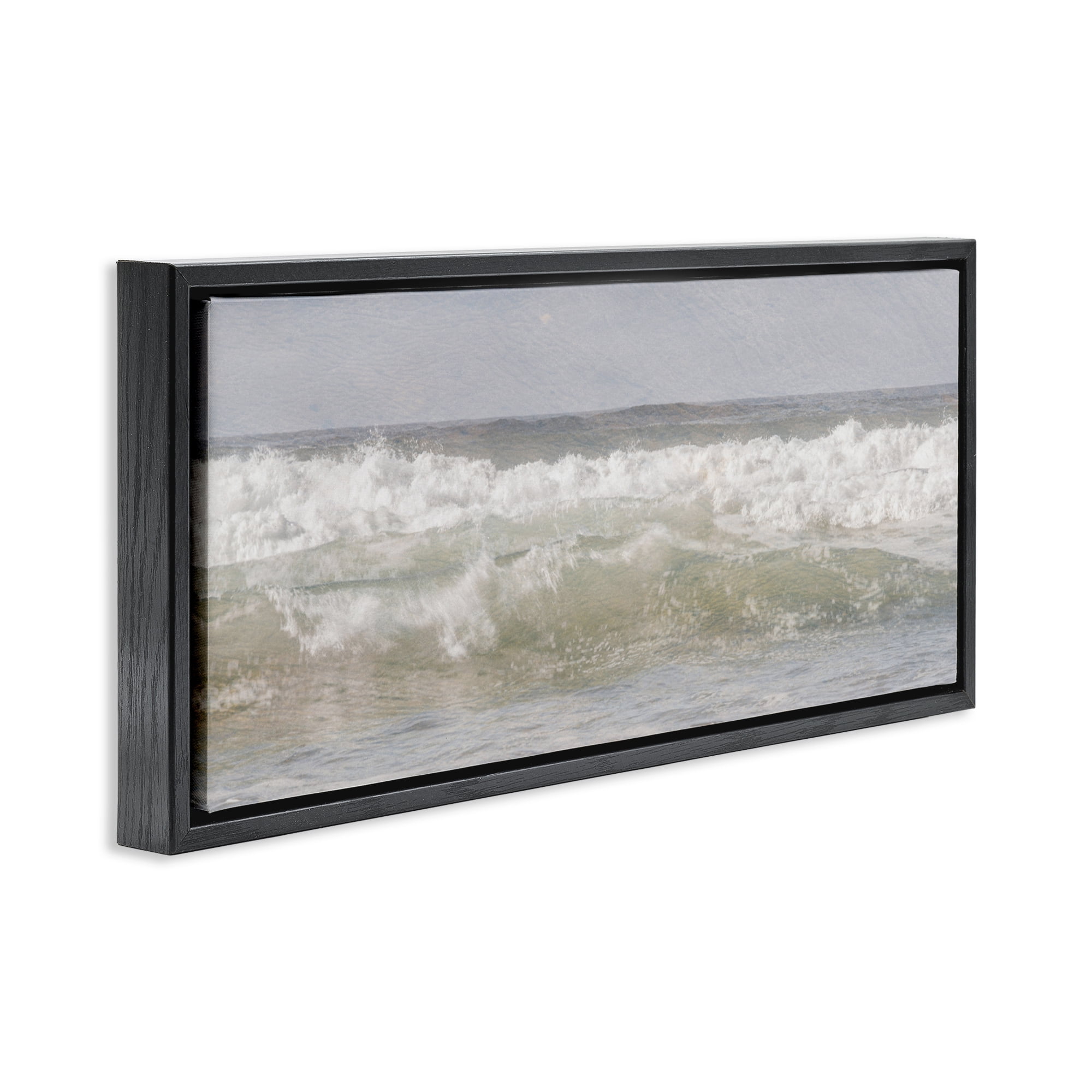 Stupell Industries Panoramic Breaking Waves Black Framed Floater Canvas Wall Art, design by Melissa McClain