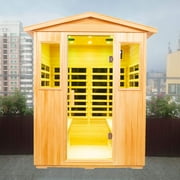 Xmatch Far Infrared Saunas Outdoor 4-Person Size in Basswood 2050W, 10 Minutes Pre-Warm up