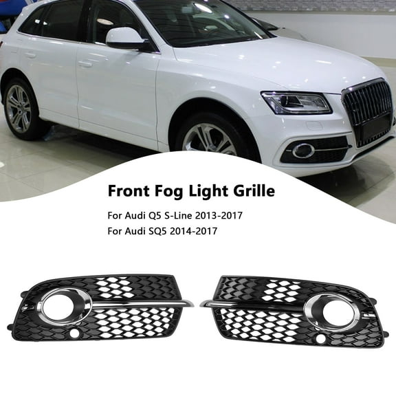 Front Bumper Fog Light Grille Fit Audi Q5 S-Line SQ5 2013-2017 Black Chrome