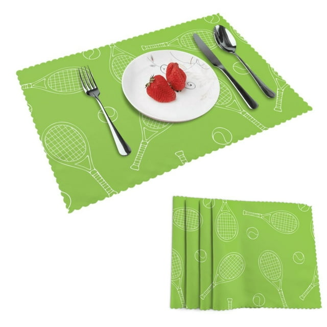 DouZhe Ensemble de 4 Sets de Table en Polyester, Motif Cartoon FashionTennis Résistants à la Chaleur pour Table à Manger, 12 Pouces x 18 Pouces