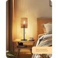 thumbnail image 6 of EDISHINE Table Lamp with Rattan Lampshade, Pull-Chain Switch, Metal Base Boho Bedside Nightstand Lamp for Bedroom, Living Room, Office, 6 of 8