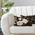 thumbnail image 5 of Vintage Peony Roses Floral Plant Lumbar Pillow Covers 12X20 Inch Set of 2 Chinoiserie White Flower Leaves Decorative Pillow Cases Black Gold Cushion Case Vintage Home Decor for Sofa Couch Outdoor, 5 of 6