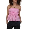 thumbnail image 1 of Gupgi Women Peplum Tube Top Solid Color Strapless Ruffle Bandeau Shirts Off Shoulder Ruched Tops, 1 of 9