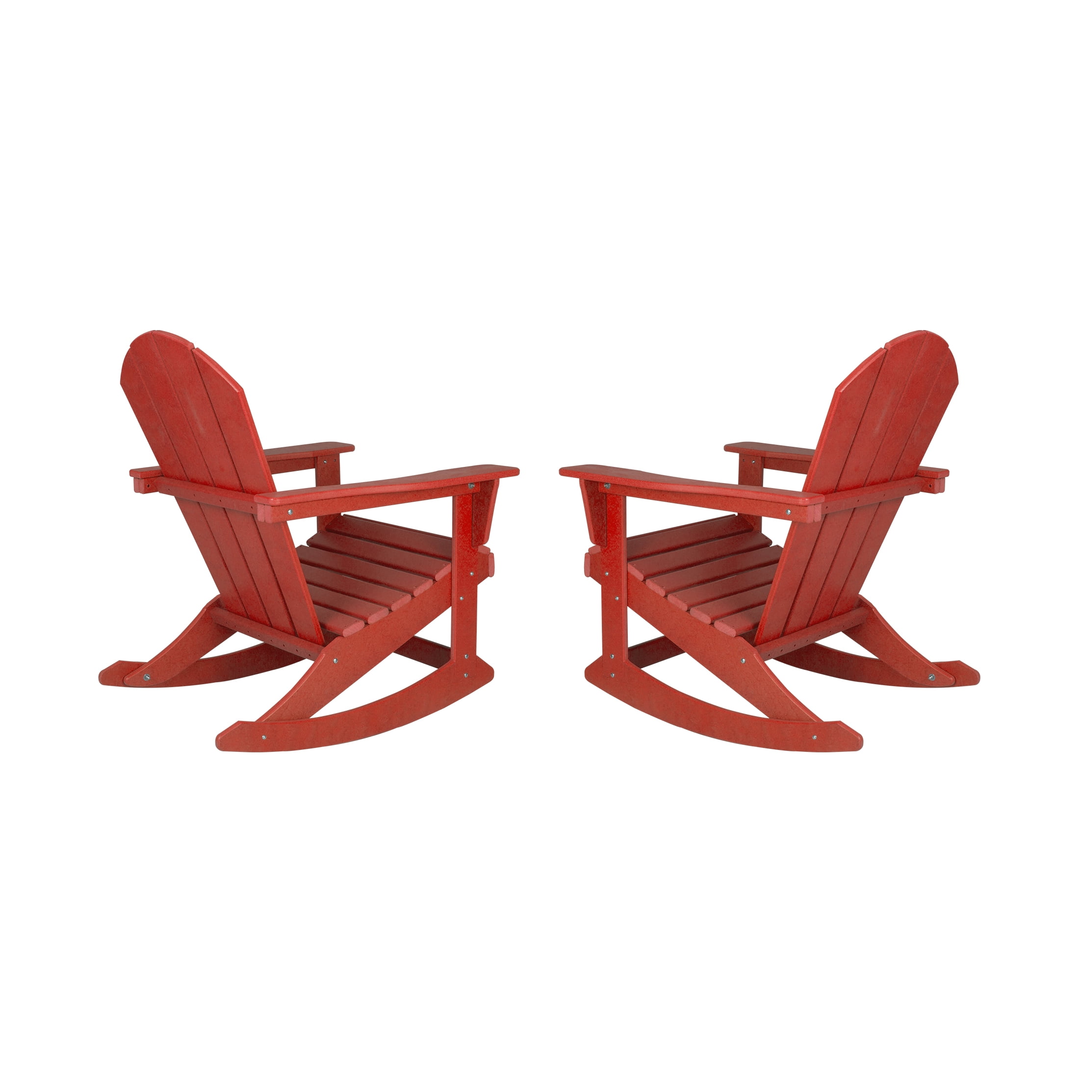 GARDEN Set of 2 - Plastic Outdoor Rocking Chairs for Patio Porch, Red