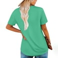 thumbnail image 5 of JTZGDY Summer Tunic Tops for Women to Hide Belly Fake Two Piece Short Sleeve Casual Solid Color V Neck Ruched Pleated T-Shirts Loose Flowy Layered Blouse for Leggings Green XL, 5 of 9