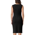 thumbnail image 3 of INSPIRE CHIC Women's Sleeveless Sheath Dress Asymmetrical Ruched Neck Wear to Work Pencil Dresses L Black, 3 of 6