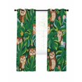 thumbnail image 7 of Summer Owls Blackout Curtains for Bedroom/Living Room, Green Palm Leaves Tropical Plants Thermal Insulated Kitchen Drapes with Grommets, Light Blocking Window Treatment, 2 Panels 42" x 45", 7 of 7