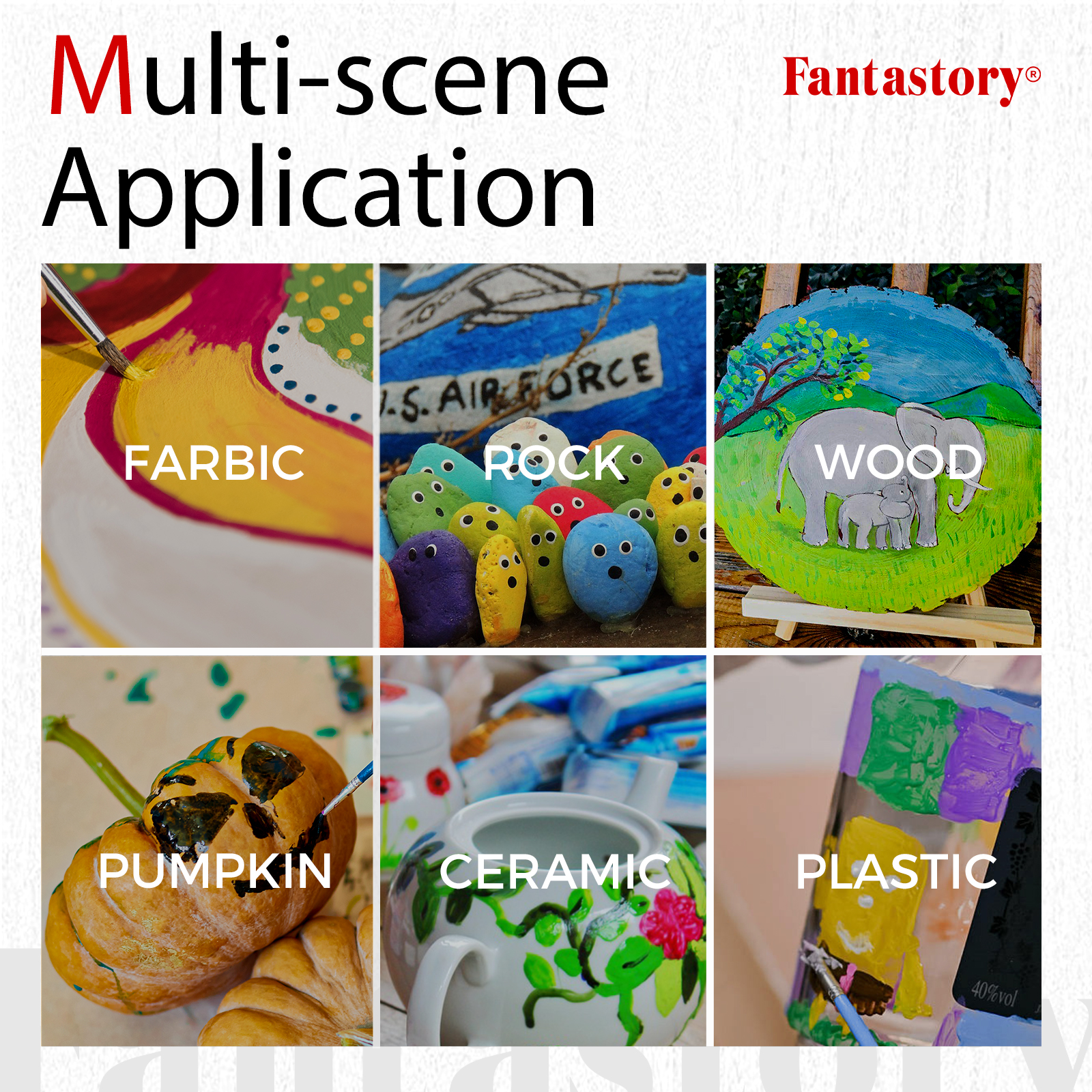 Fantastory 24-Color Acrylic Paint Set with 3 Brushes photo 7