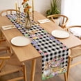 thumbnail image 3 of Easter Bunny Table Runner - 48 Inch Long, Kitchen Dining Table Runner Dresser Scarves, Spring Easter Eggs Floral Black White Check Farmhouse Decor for Coffee Tables Wedding Party Banquet, 3 of 8