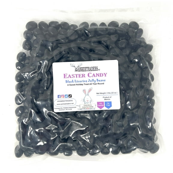 YANKEETRADERS Black Jelly Beans - Licorice Flavor - 2 lbs.