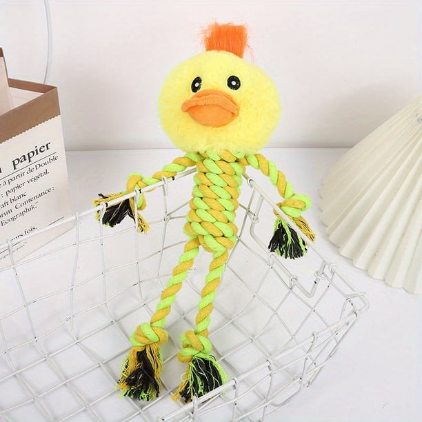 Plush Dog Chew Toy, Durable Squeaky Dog Toys Cute Rope Animal Dog Toy With Rope