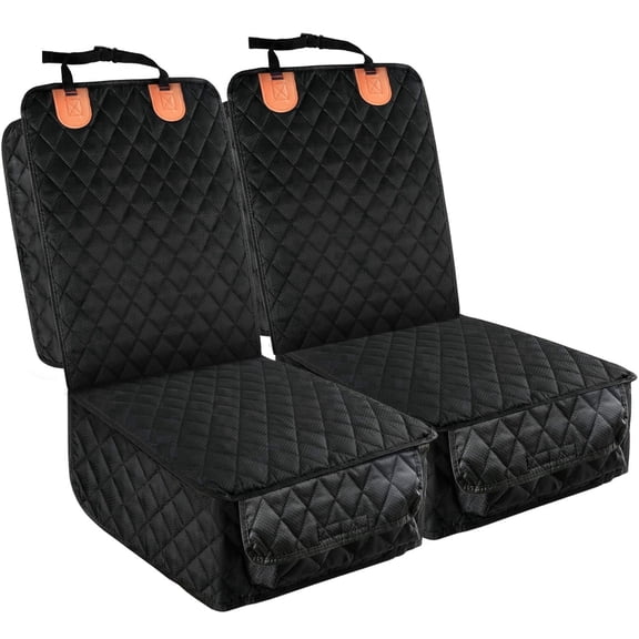 SMATTO 2 Pack Dog Car Seat Cover for Front Seats, Full Protection Dog Car Seat Cover with Side Flaps, Nonslip Scratchproof Captain Chair Seat Cover Fits for Cars, Trucks, SUVs, Jeep, Black