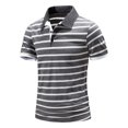 thumbnail image 2 of Toimothcn Mens Polo Shirts Lapel Short Sleeve Casual Striped Printed Polo Shirts Buttons Up Breathable Loose Fit Sports Shirts Comfy Mens Clothing, 2 of 9